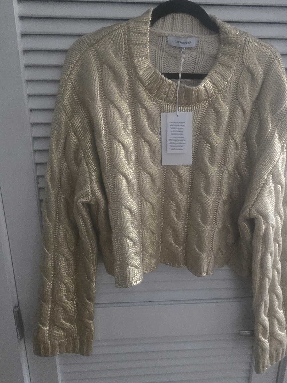 NWT Metallic Cable Knit Crewneck Sweater - Gold